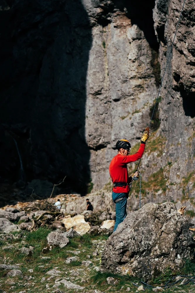 Candid rock climbing photography from Gordale Scar.