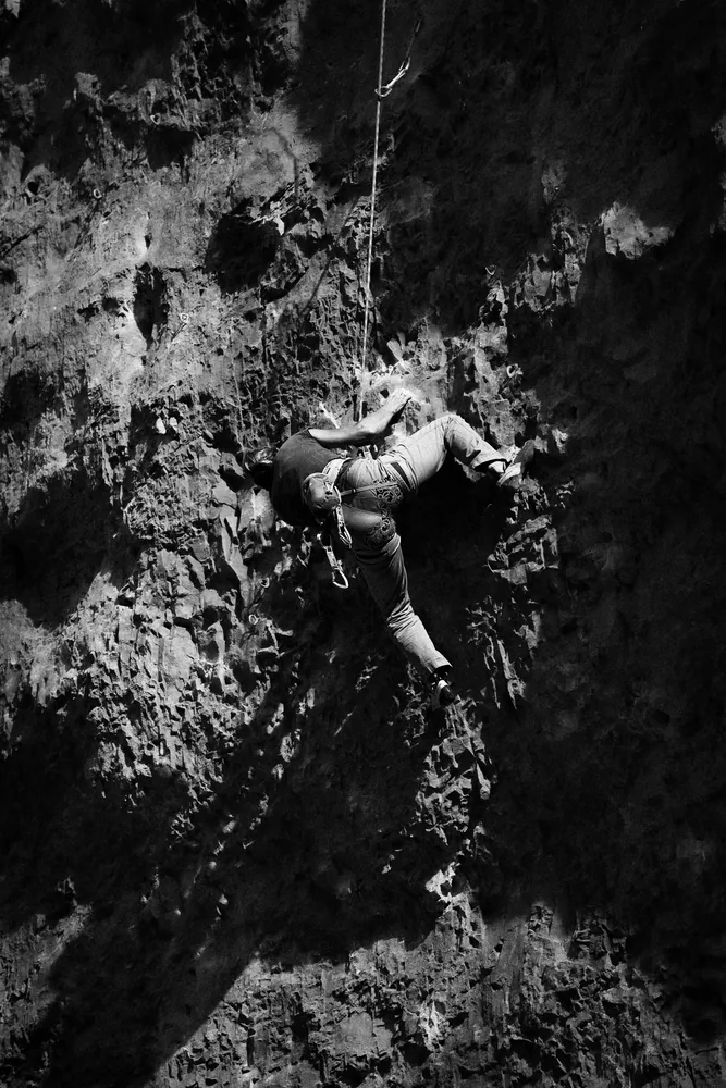 Candid rock climbing photography from Gordale Scar.