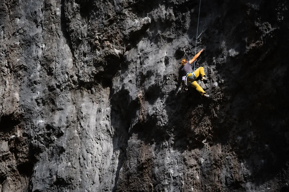 Candid rock climbing photography from Gordale Scar.
