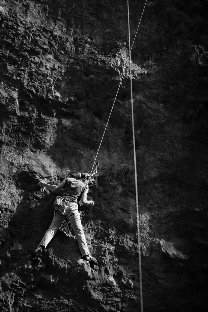 Candid rock climbing photography from Gordale Scar.