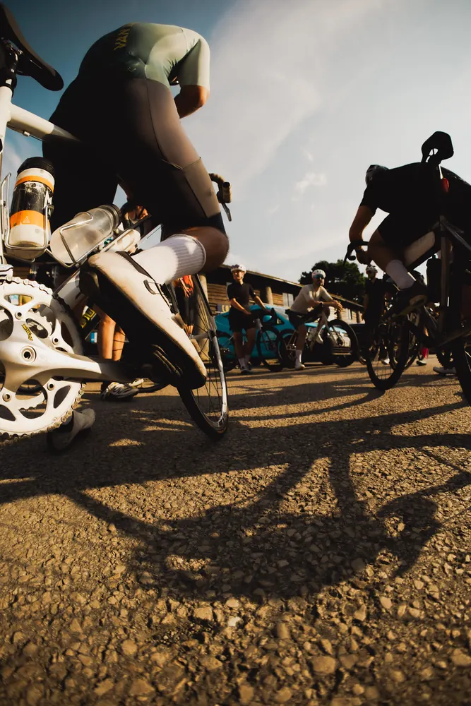 Candid photography from a Routes Cycling group ride.